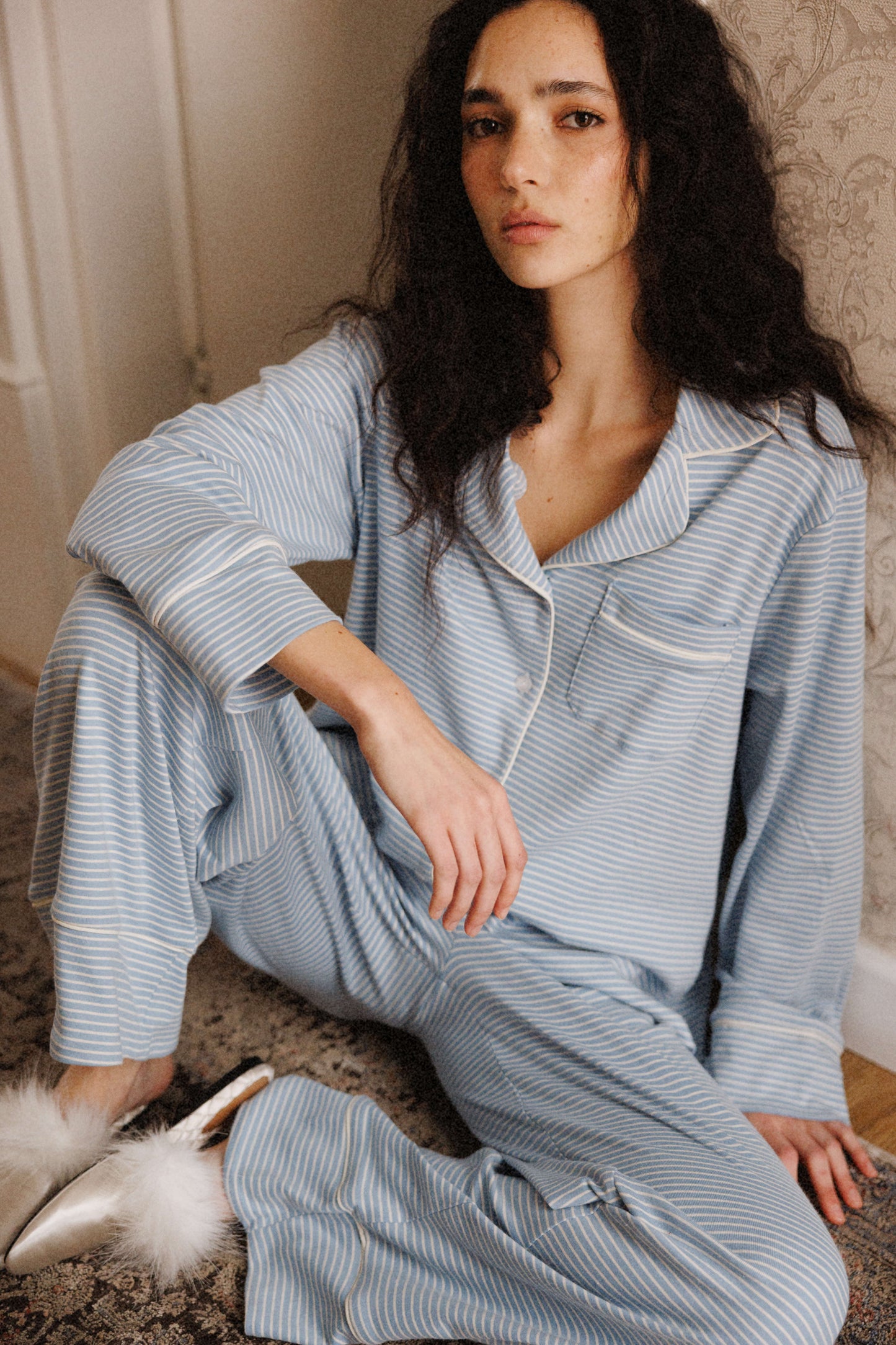 BABY BLUE STRIPE PAJAMA PANTS